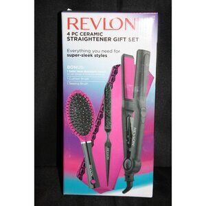 Revlon Ceramic Hair Straightener Gift Set Pink 4 pc